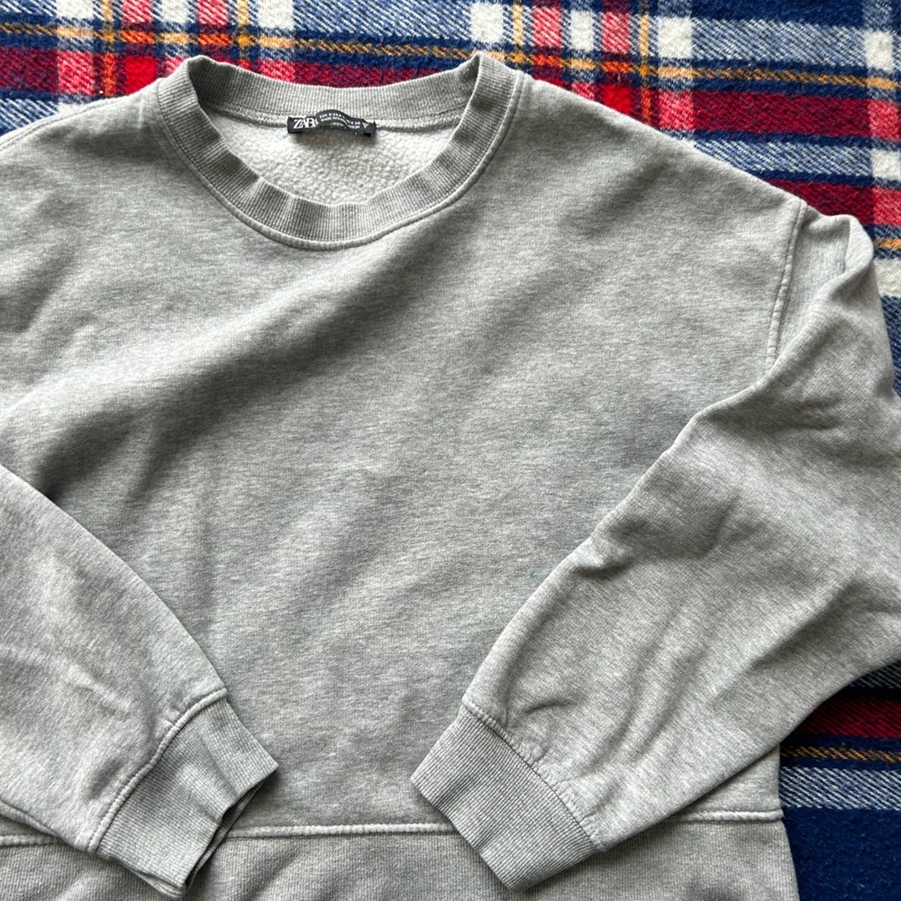Cropped Grey Zara Crewneck sweatshirt